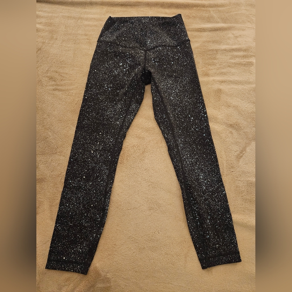 Lululemon Wunder Under 7/8 Black High Rise Speckled Leggings